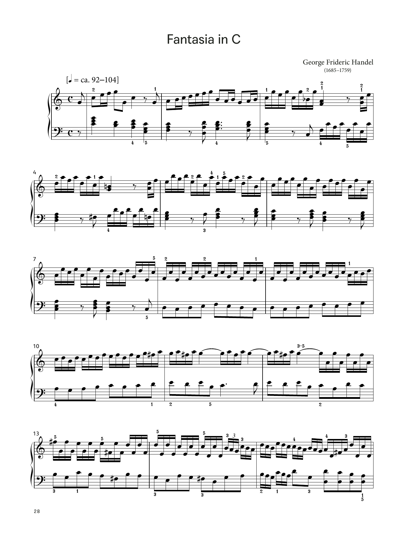 George Frideric Handel Fantasia in C, HWV 490 (LCME Piano 2018 Grade 7 List A) Sheet Music & Chords for Piano Solo - Download or Print PDF