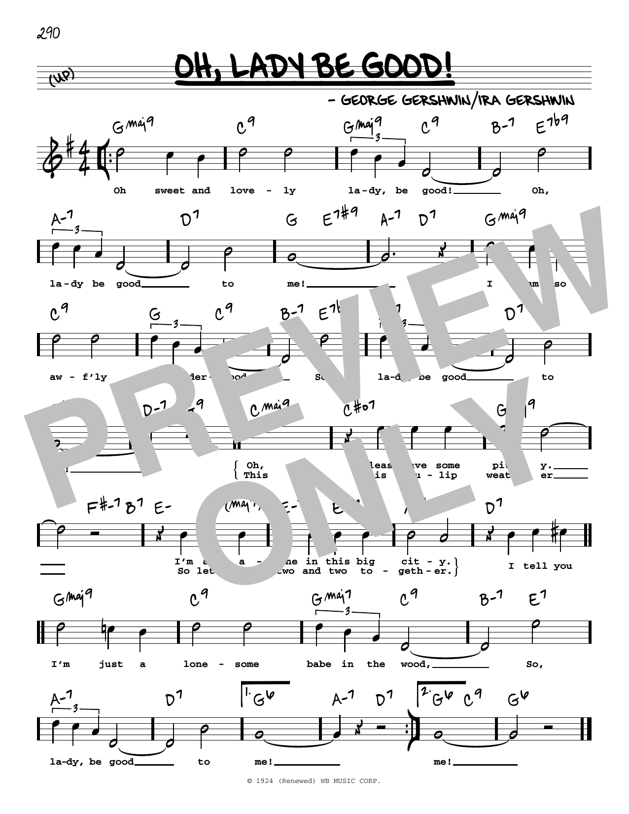 George Gershwin & Ira Gershwin Oh, Lady Be Good! (High Voice) (from Lady, Be Good!) Sheet Music & Chords for Real Book – Melody, Lyrics & Chords - Download or Print PDF