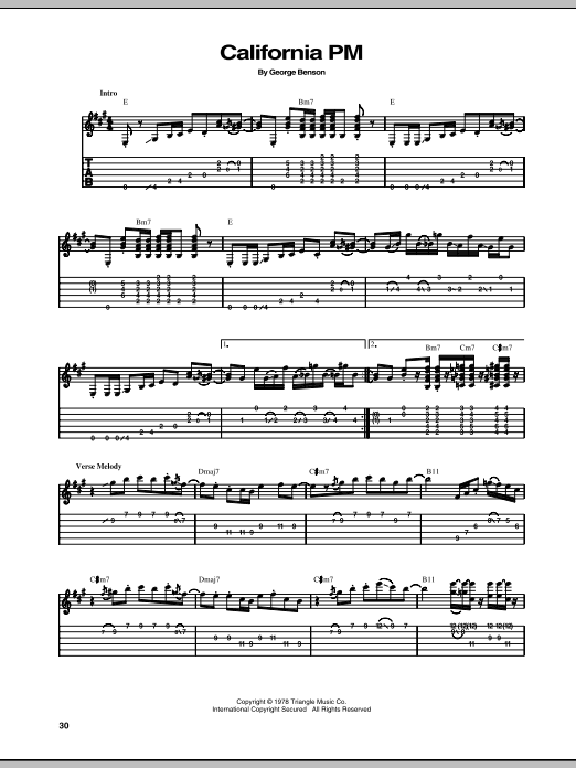 Preview George Benson California PM Jazz sheet music, notes and chords for Guitar Tab, SKU: 69266 Download George Benson California PM sheet music and printable PDF score & Jazz music notes