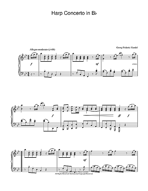 Preview George Frideric Handel Harp Concerto in B Flat Classical sheet music, notes and chords for Piano, SKU: 28056 sheet music, piano notes, chords, guitar tabs, score, transpose, transcribe, how to play, guide, download, learn, tutorial, progression, song, artist, awards, billboard, mtv, vh1, tour, single, album, release