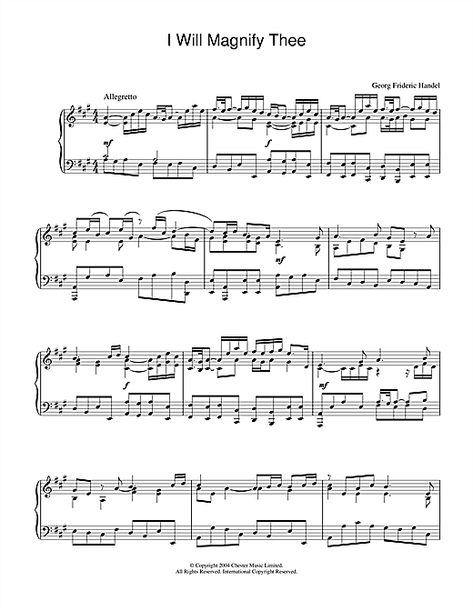 Preview George Frideric Handel I Will Magnify Thee Classical sheet music, notes and chords for Piano, SKU: 28058 sheet music, piano notes, chords, guitar tabs, score, transpose, transcribe, how to play, guide, download, learn, tutorial, progression, song, artist, awards, billboard, mtv, vh1, tour, single, album, release