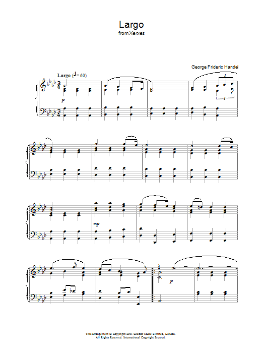 Preview George Frideric Handel Largo (from Xerxes) Classical sheet music, notes and chords for Piano, SKU: 31806 Download George Frideric Handel Largo (from Xerxes) sheet music and printable PDF score & Classical music notes