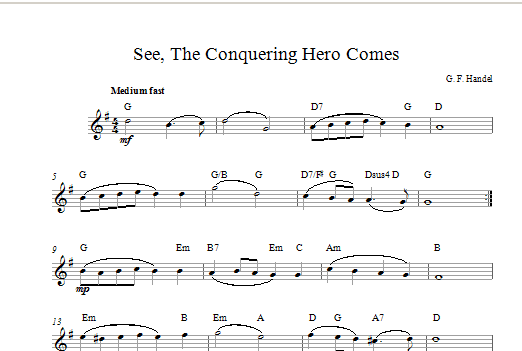 Download George Frideric Handel See The Conquering Hero Comes sheet music and printable PDF score & Classical music notes
