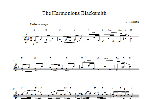 Download George Frideric Handel The Harmonious Blacksmith sheet music and printable PDF score & Classical music notes