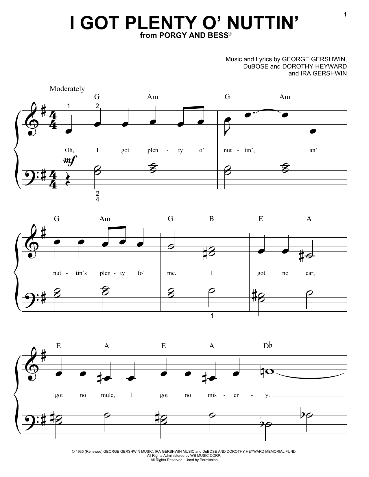 Preview George Gershwin I Got Plenty O' Nuttin' Jazz sheet music, notes and chords for Piano, SKU: 150637 sheet music, piano notes, chords, guitar tabs, score, transpose, transcribe, how to play, guide, download, learn, tutorial, progression, song, artist, awards, billboard, mtv, vh1, tour, single, album, release