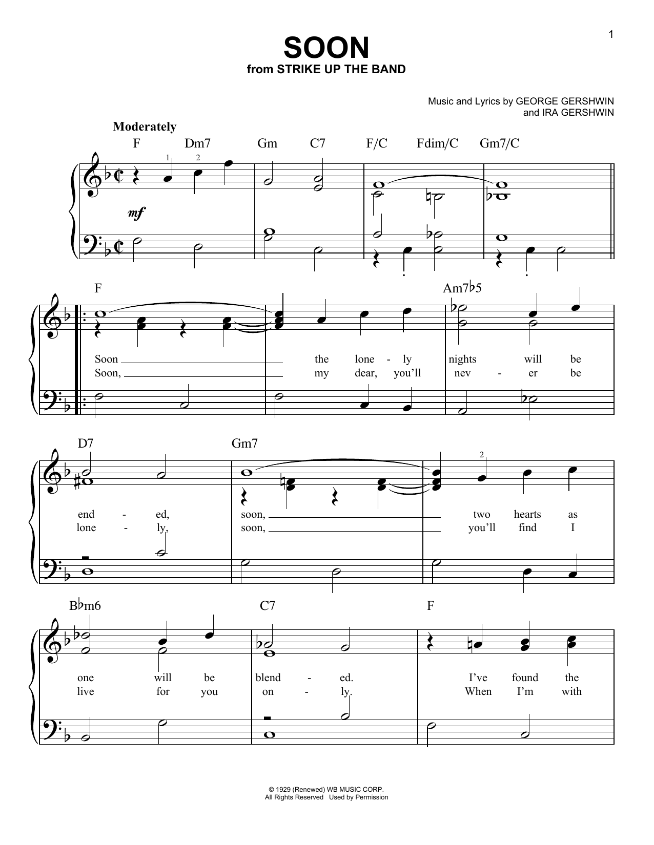 Download George Gershwin Soon sheet music and printable PDF score & Jazz music notes