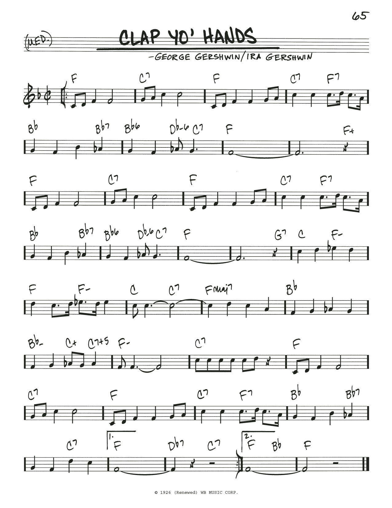 Download George Gershwin & Ira Gershwin Clap Yo' Hands sheet music and printable PDF score & Jazz music notes