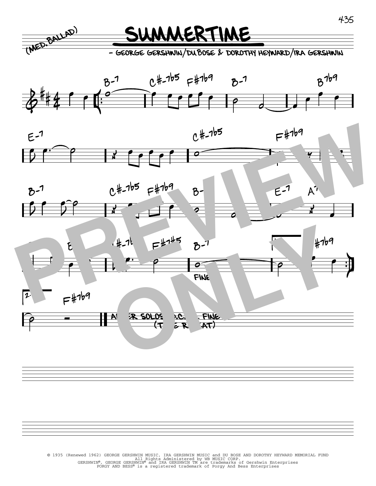 Download George Gershwin & Ira Gershwin Summertime sheet music and printable PDF score & Standards music notes