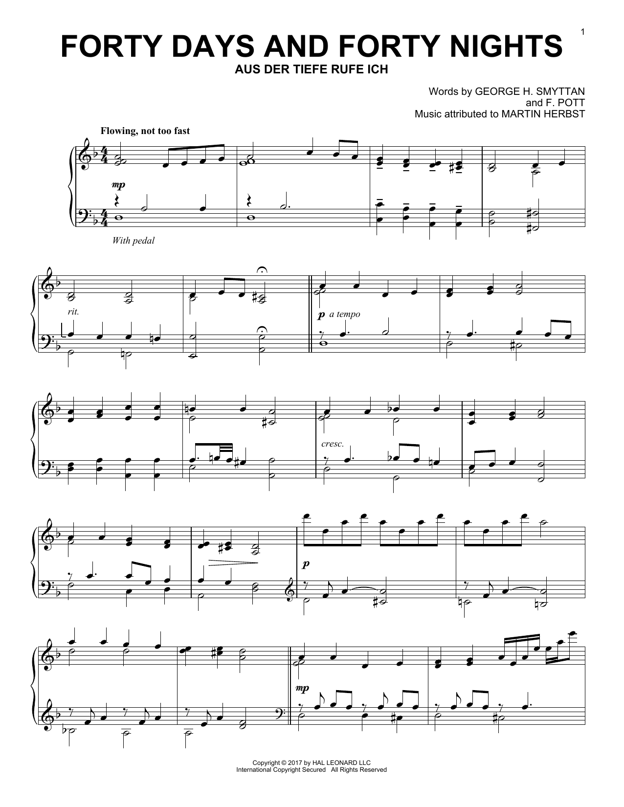 Preview George H. Smyttan Forty Days And Forty Nights Religious sheet music, notes and chords for Piano, SKU: 188097 sheet music, piano notes, chords, guitar tabs, score, transpose, transcribe, how to play, guide, download, learn, tutorial, progression, song, artist, awards, billboard, mtv, vh1, tour, single, album, release