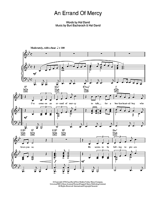 Preview George Hamilton An Errand Of Mercy Easy Listening sheet music, notes and chords for Piano, Vocal & Guitar (Right-Hand Melody), SKU: 114406 sheet music, piano notes, chords, guitar tabs, score, transpose, transcribe, how to play, guide, download, learn, tutorial, progression, song, artist, awards, billboard, mtv, vh1, tour, single, album, release