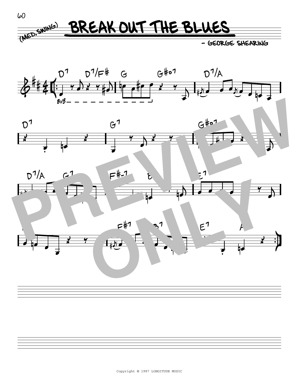 Download George Shearing Break Out The Blues sheet music and printable PDF score & Jazz music notes