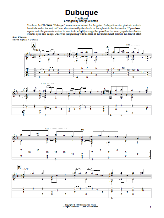 Preview George Winston Dubuque Classical sheet music, notes and chords for Guitar Tab, SKU: 82638 Download George Winston Dubuque sheet music and printable PDF score & Classical music notes