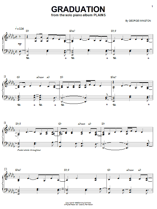 Preview George Winston Graduation Classical sheet music, notes and chords for Guitar Tab, SKU: 82637 Download George Winston Graduation sheet music and printable PDF score & Classical music notes