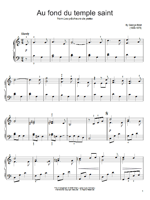 Download Georges Bizet Au Fond Du Temple Saint sheet music and printable PDF score & Classical music notes