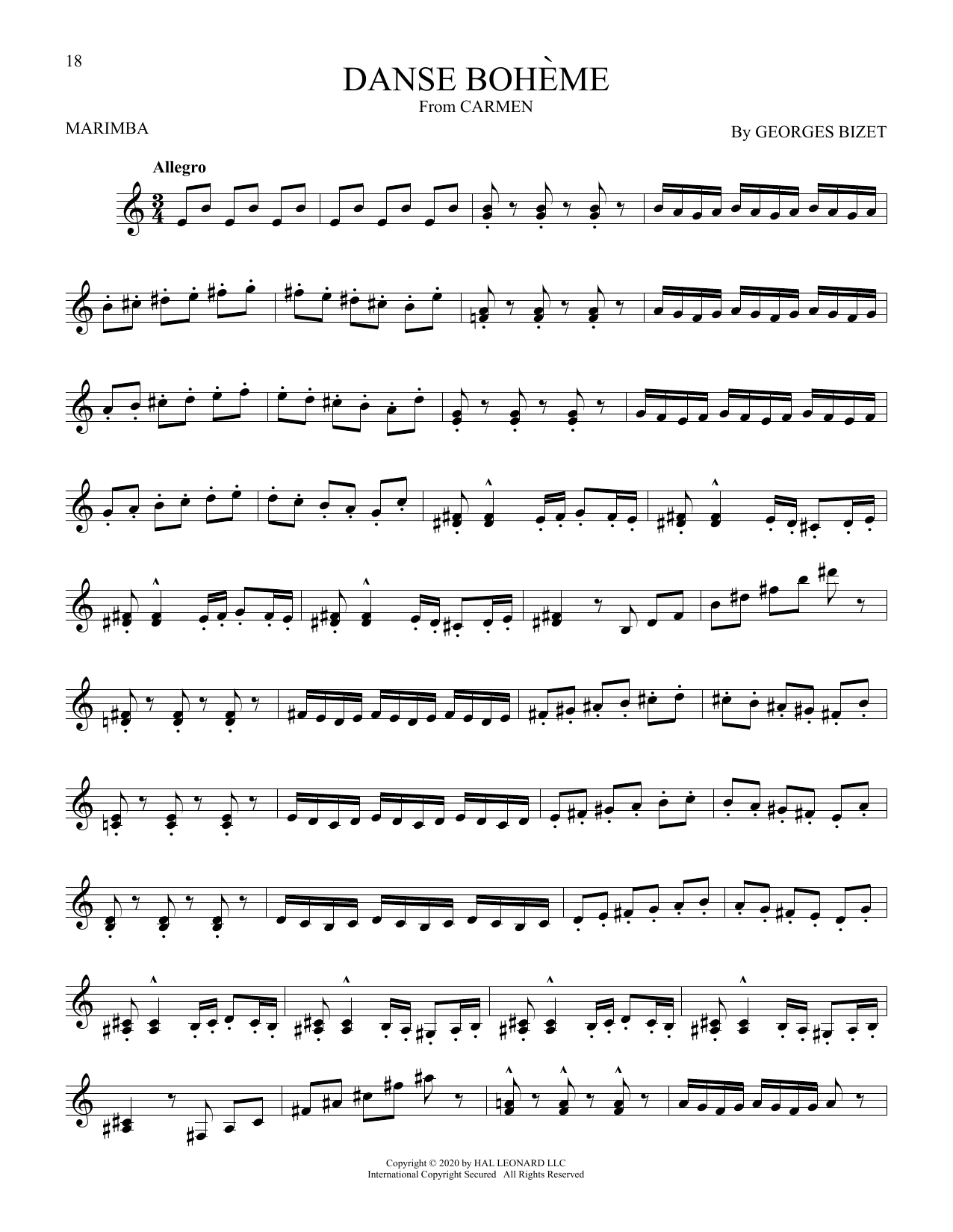 Download Georges Bizet Danse Boheme sheet music and printable PDF score & Classical music notes