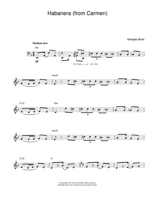 Download Georges Bizet Habanera (from Carmen) sheet music and printable PDF score & Classical music notes