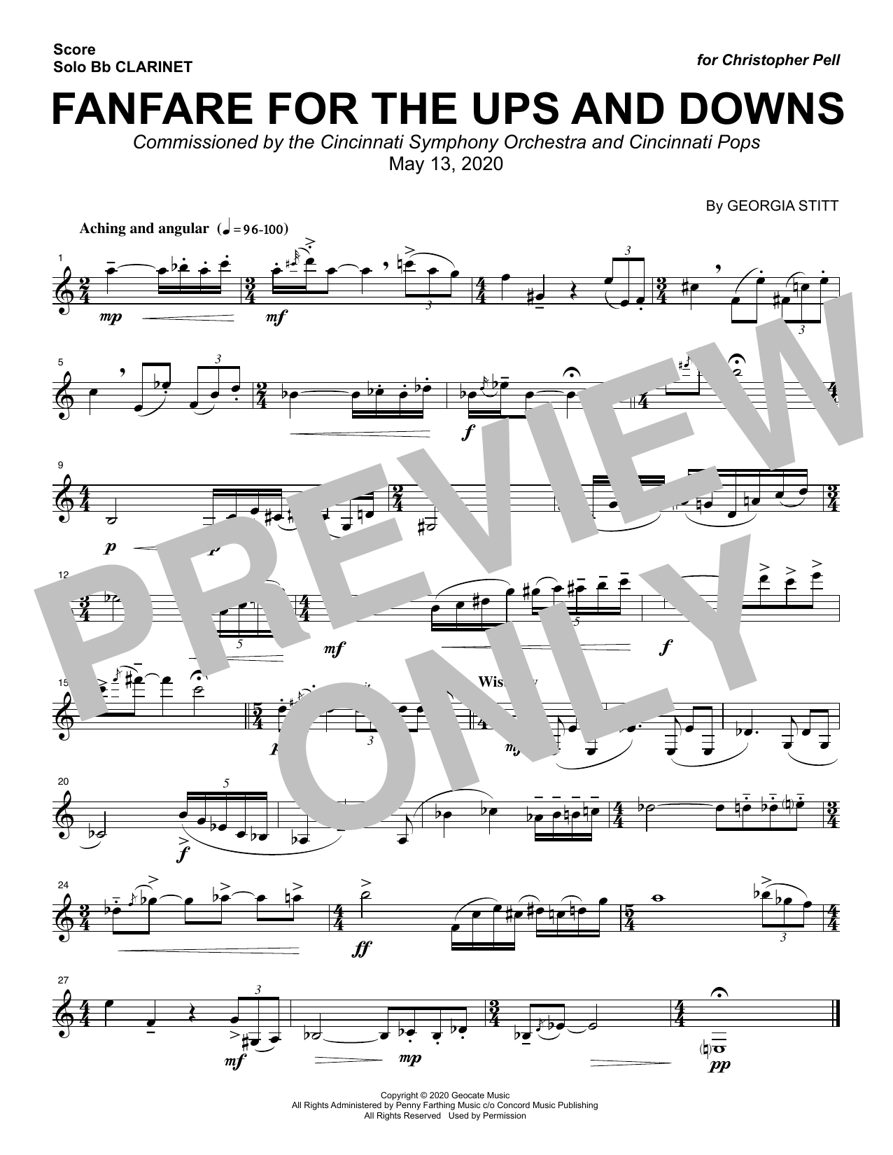 Preview Georgia Stitt Fanfare For The Ups And Downs Classical sheet music, notes and chords for Clarinet Solo, SKU: 473079 sheet music, piano notes, chords, guitar tabs, score, transpose, transcribe, how to play, guide, download, learn, tutorial, progression, song, artist, awards, billboard, mtv, vh1, tour, single, album, release