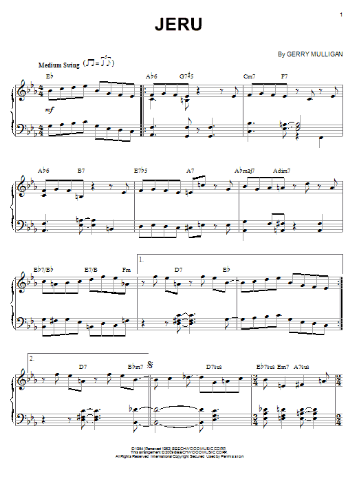 Preview Gerry Mulligan Jeru Jazz sheet music, notes and chords for Piano, SKU: 72638 sheet music, piano notes, chords, guitar tabs, score, transpose, transcribe, how to play, guide, download, learn, tutorial, progression, song, artist, awards, billboard, mtv, vh1, tour, single, album, release