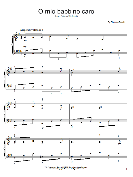 Download Giacomo Puccini O Mio Babbino Caro sheet music and printable PDF score & Classical music notes