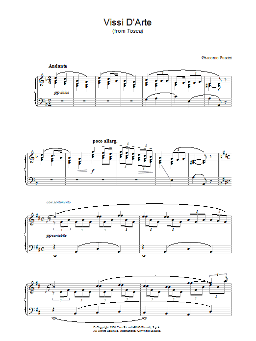 Preview Giacomo Puccini Vissi D'Arte (from Tosca) Classical sheet music, notes and chords for Piano, SKU: 33664 sheet music, piano notes, chords, guitar tabs, score, transpose, transcribe, how to play, guide, download, learn, tutorial, progression, song, artist, awards, billboard, mtv, vh1, tour, single, album, release