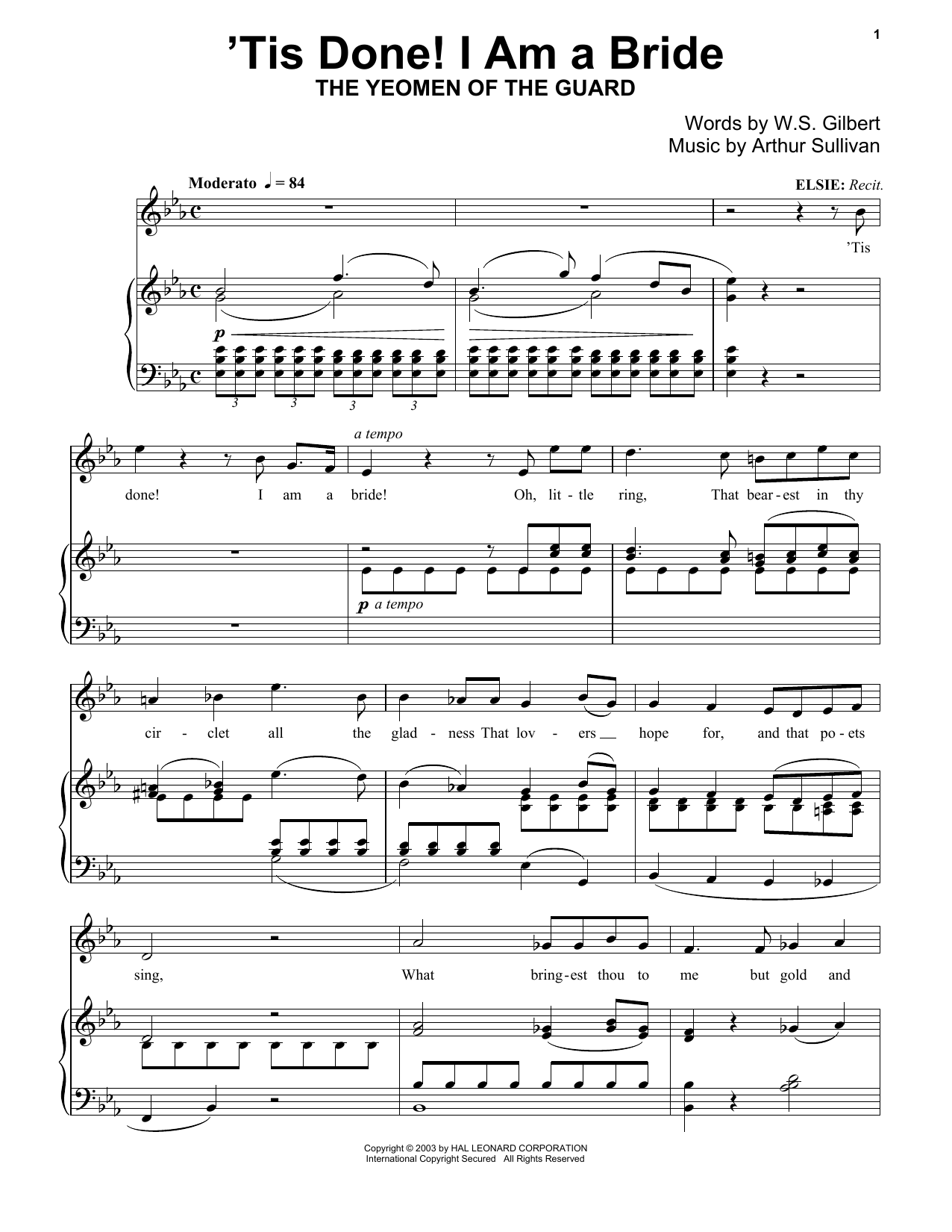 Preview Gilbert & Sullivan 'Tis Done! I Am A Bride Classical sheet music, notes and chords for Piano, SKU: 174409 sheet music, piano notes, chords, guitar tabs, score, transpose, transcribe, how to play, guide, download, learn, tutorial, progression, song, artist, awards, billboard, mtv, vh1, tour, single, album, release