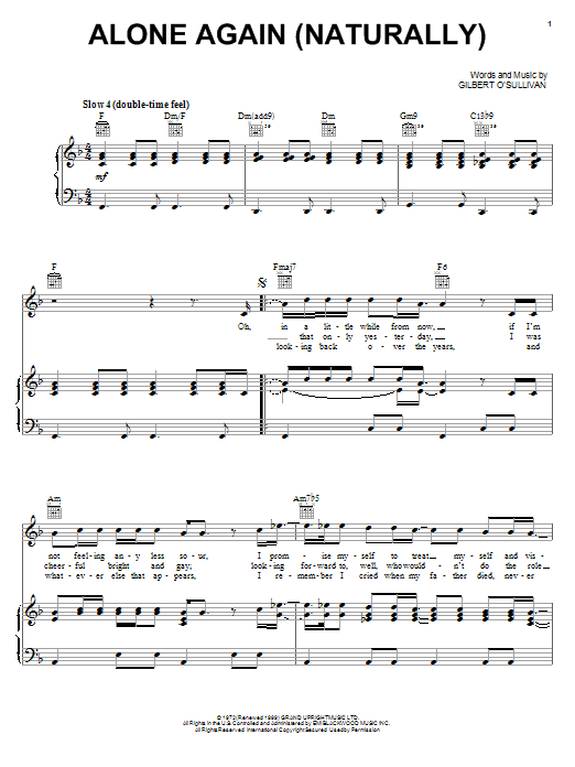Alone Again (Naturally) - Reharmonized – Gilbert O'Sullivan Sheet music for  Piano (Solo)
