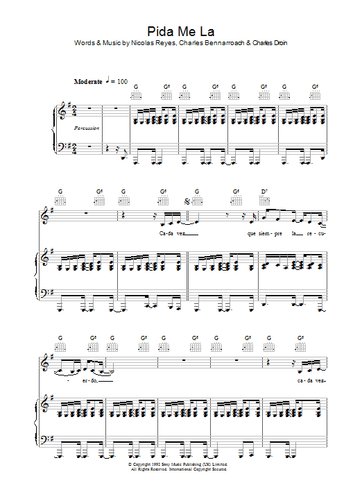 Download Gipsy Kings Pida Me La sheet music and printable PDF score & World music notes