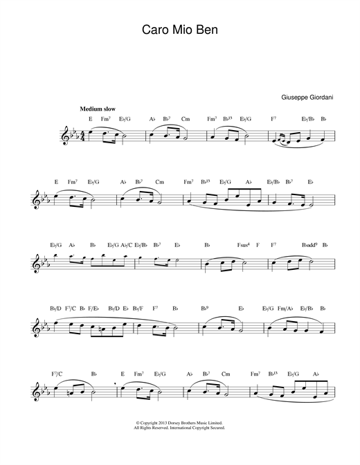 Download Giuseppe Giordani Caro Mio Ben sheet music and printable PDF score & Classical music notes