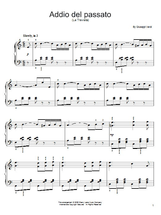 Download Giuseppe Verdi Addio del passato sheet music and printable PDF score & Classical music notes