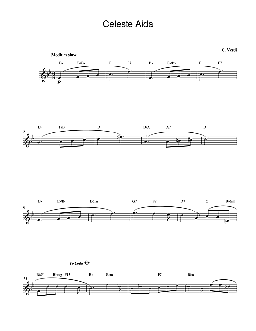 Download Giuseppe Verdi Celeste Aida sheet music and printable PDF score & Classical music notes
