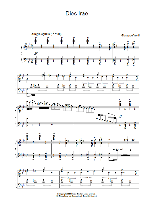 Preview Giuseppe Verdi Dies Irae (from Requiem) Classical sheet music, notes and chords for Piano, SKU: 32052 Download Giuseppe Verdi Dies Irae (from Requiem) sheet music and printable PDF score & Classical music notes