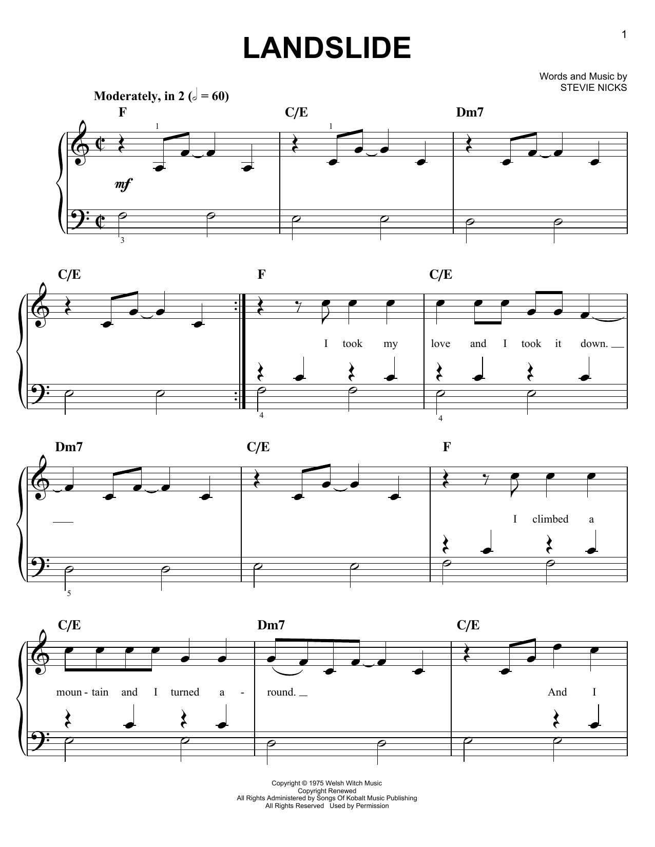 Download Fleetwood Mac Landslide sheet music and printable PDF score & Rock music notes