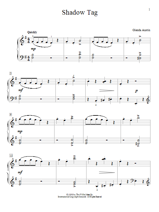 Glenda Austin Shadow Tag Sheet Music & Chords for Educational Piano - Download or Print PDF