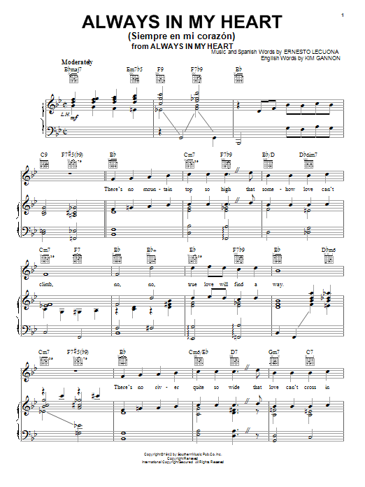 Preview Glenn Miller Always In My Heart (Siempre En Mi Corazon) Jazz sheet music, notes and chords for Piano, Vocal & Guitar (Right-Hand Melody), SKU: 16642 sheet music, piano notes, chords, guitar tabs, score, transpose, transcribe, how to play, guide, download, learn, tutorial, progression, song, artist, awards, billboard, mtv, vh1, tour, single, album, release