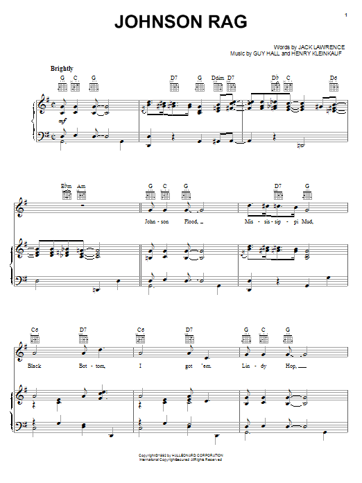 Preview Glenn Miller Johnson Rag Jazz sheet music, notes and chords for Piano, Vocal & Guitar (Right-Hand Melody), SKU: 51285 Download Glenn Miller Johnson Rag sheet music and printable PDF score & Jazz music notes
