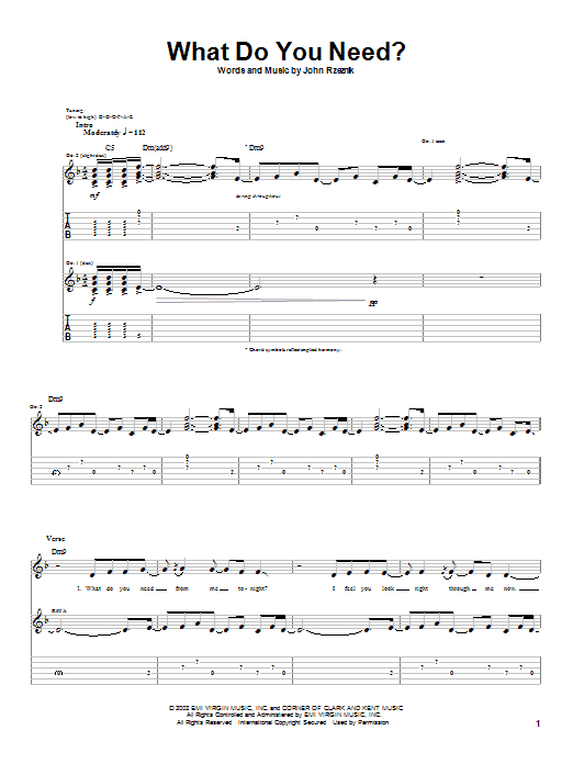 Download Goo Goo Dolls What Do You Need? sheet music and printable PDF score & Rock music notes