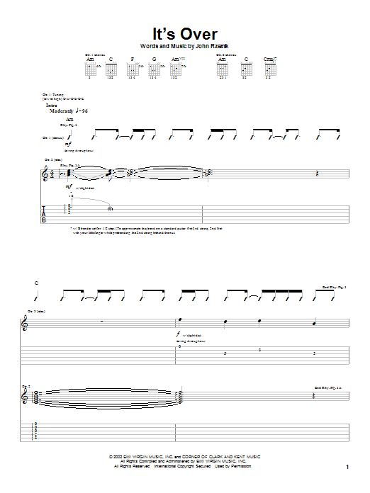 Download Goo Goo Dolls It's Over sheet music and printable PDF score & Rock music notes