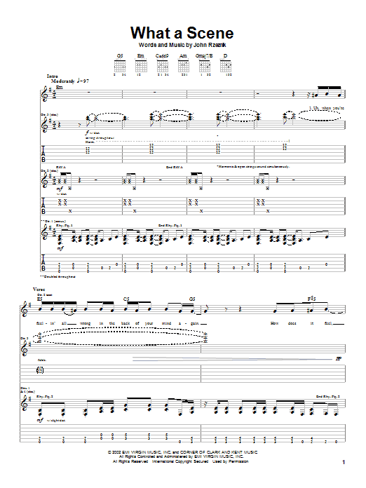 Download Goo Goo Dolls What A Scene sheet music and printable PDF score & Rock music notes