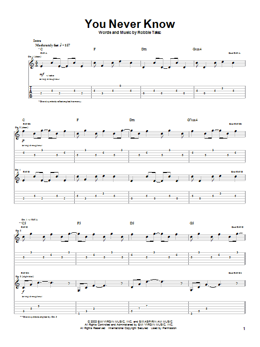 Download Goo Goo Dolls You Never Know sheet music and printable PDF score & Rock music notes