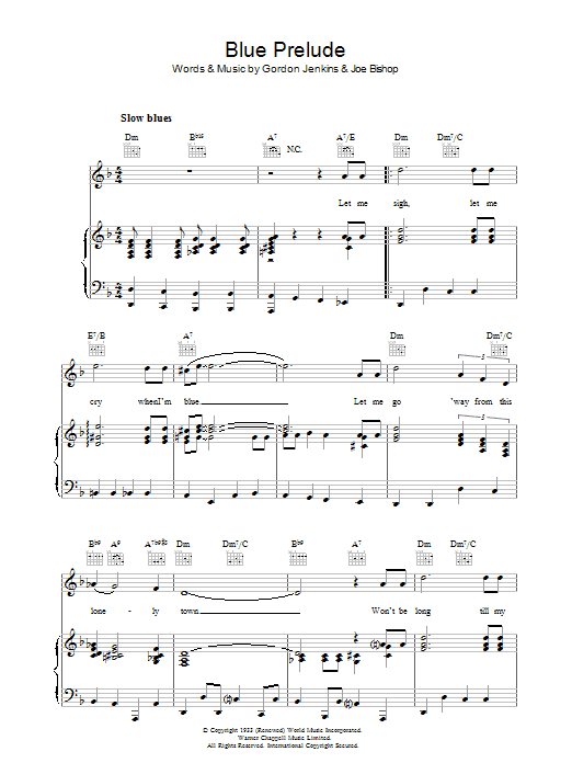 Download Gordon Jenkins Blue Prelude sheet music and printable PDF score & Pop music notes