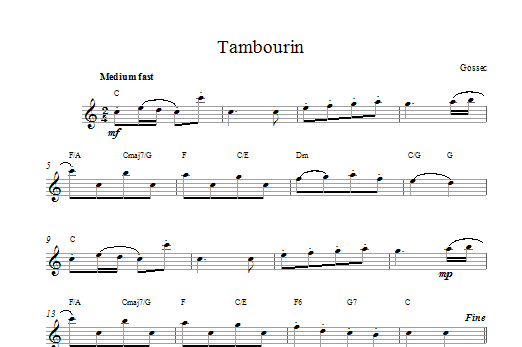 Download Francois Gossec Tambourin sheet music and printable PDF score & Classical music notes