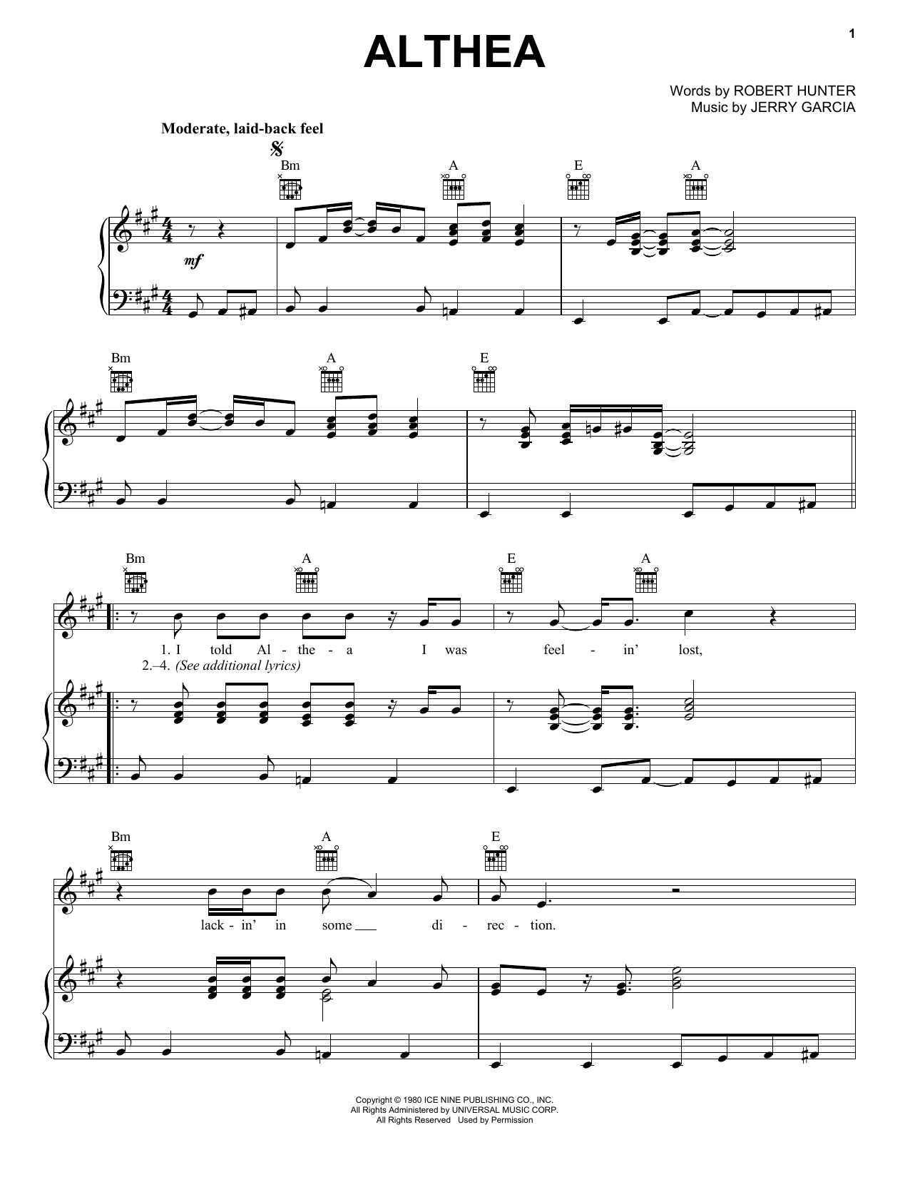 Preview Grateful Dead Althea Rock sheet music, notes and chords for Guitar Tab, SKU: 160239 sheet music, piano notes, chords, guitar tabs, score, transpose, transcribe, how to play, guide, download, learn, tutorial, progression, song, artist, awards, billboard, mtv, vh1, tour, single, album, release