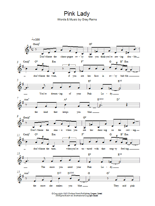 Download Gray Rains Pink Lady sheet music and printable PDF score & Easy Listening music notes
