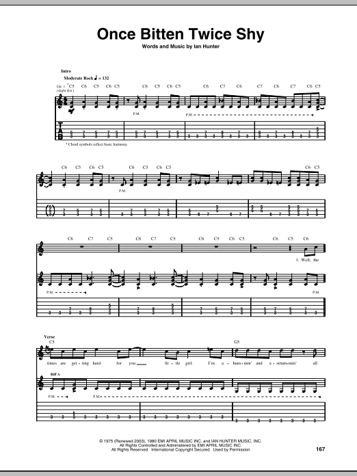 Download Great White Once Bitten Twice Shy sheet music and printable PDF score & Metal music notes