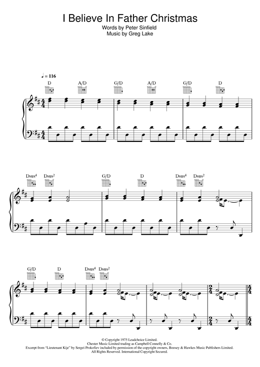 Preview Greg Lake I Believe In Father Christmas Christmas sheet music, notes and chords for Piano, Vocal & Guitar (Right-Hand Melody), SKU: 116907 sheet music, piano notes, chords, guitar tabs, score, transpose, transcribe, how to play, guide, download, learn, tutorial, progression, song, artist, awards, billboard, mtv, vh1, tour, single, album, release