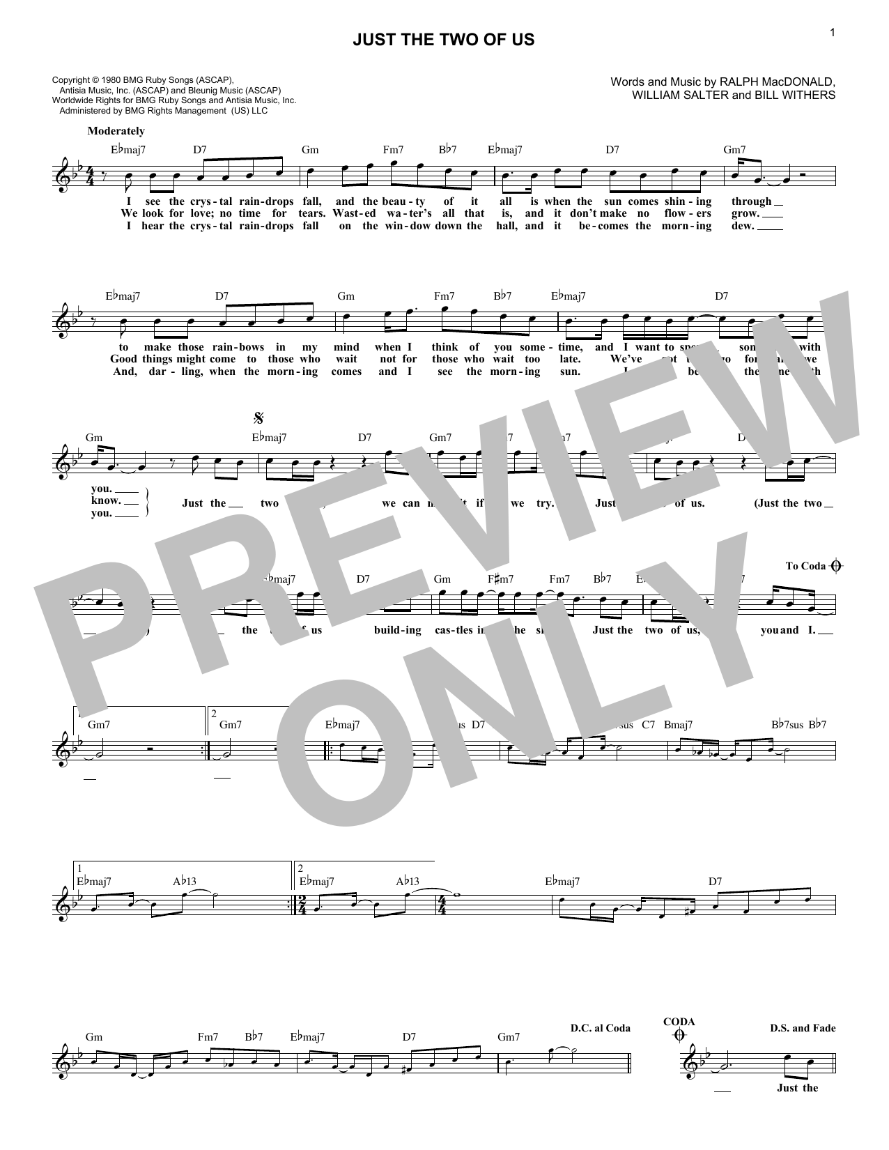 Download Grover Washington Jr. Just The Two Of Us sheet music and printable PDF score & Pop music notes