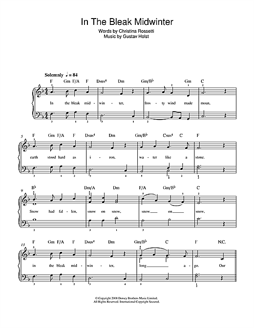 Download Gustav Holst In The Bleak Midwinter sheet music and printable PDF score & Classical music notes