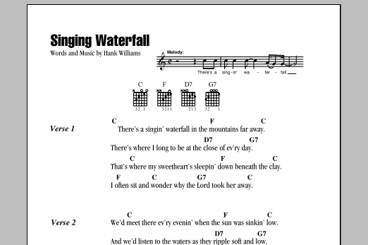 Download Hank Williams Singing Waterfall sheet music and printable PDF score & Country music notes