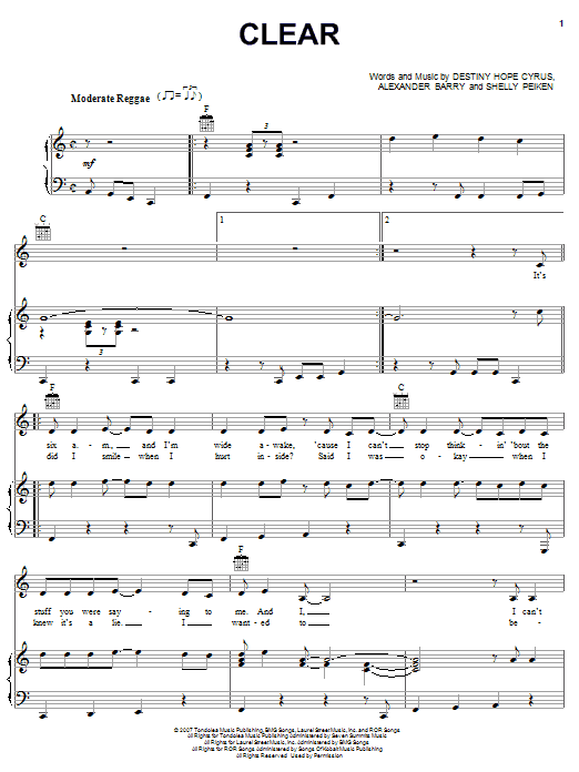 Preview Hannah Montana Clear Pop sheet music, notes and chords for Piano, Vocal & Guitar (Right-Hand Melody), SKU: 62281 sheet music, piano notes, chords, guitar tabs, score, transpose, transcribe, how to play, guide, download, learn, tutorial, progression, song, artist, awards, billboard, mtv, vh1, tour, single, album, release