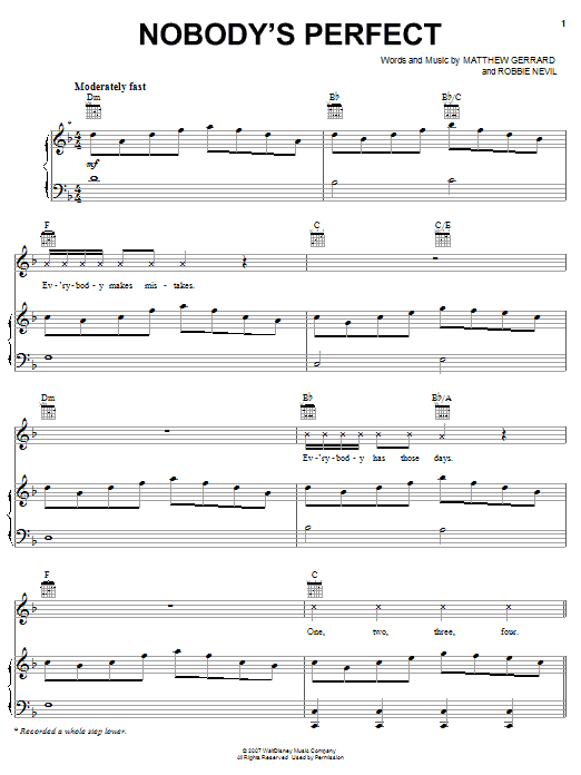 Preview Hannah Montana Nobody's Perfect Pop sheet music, notes and chords for Easy Piano, SKU: 63365 Download Hannah Montana Nobody's Perfect sheet music and printable PDF score & Pop music notes